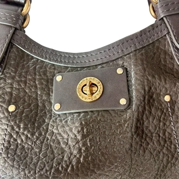 Marc Jacobs Fran Turnlock Shine Leather Tote Bag Olive - Picture 3 of 12